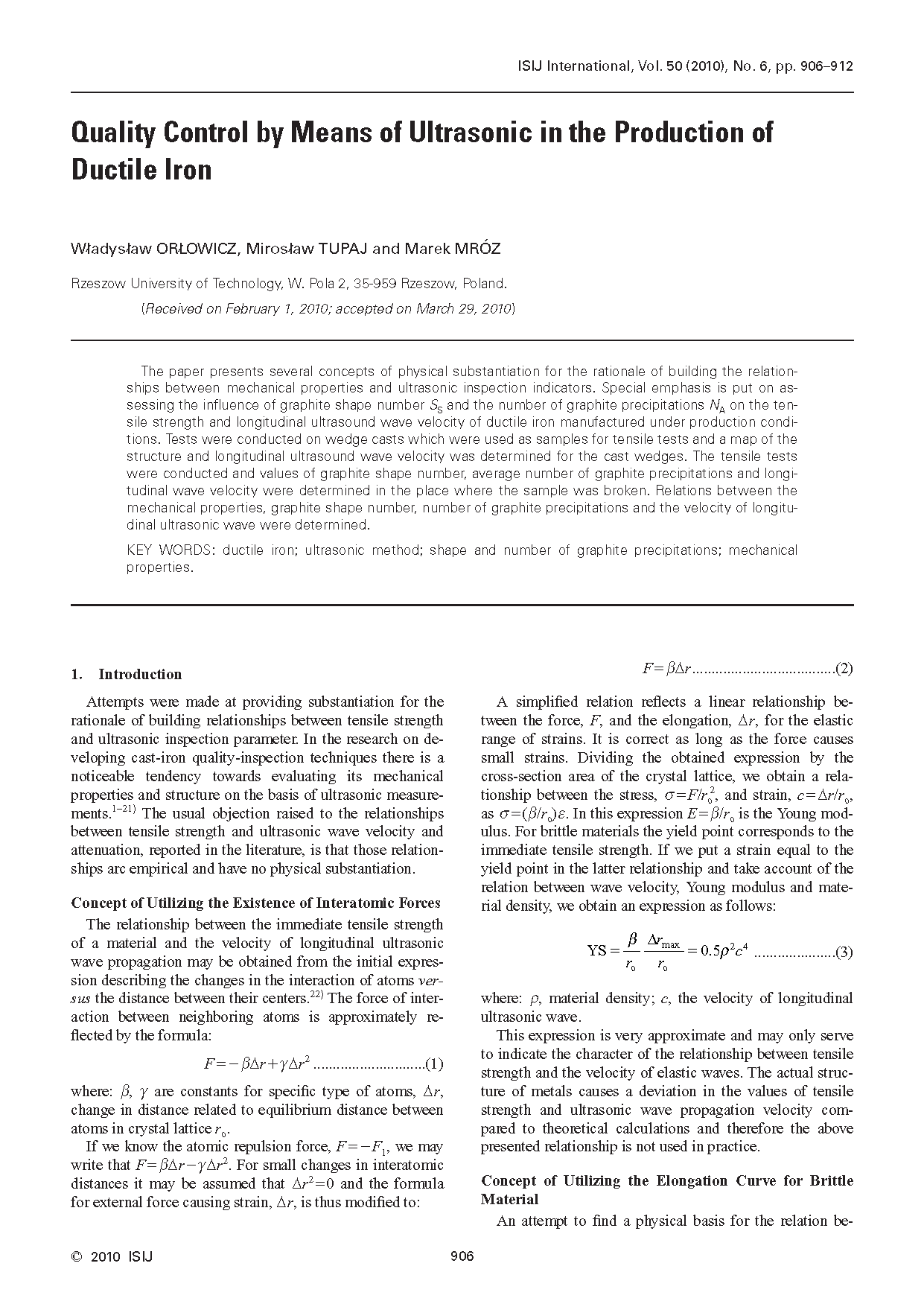 Quality Control by Means of Ultrasonic in the Production of Ductile Iron(图1)