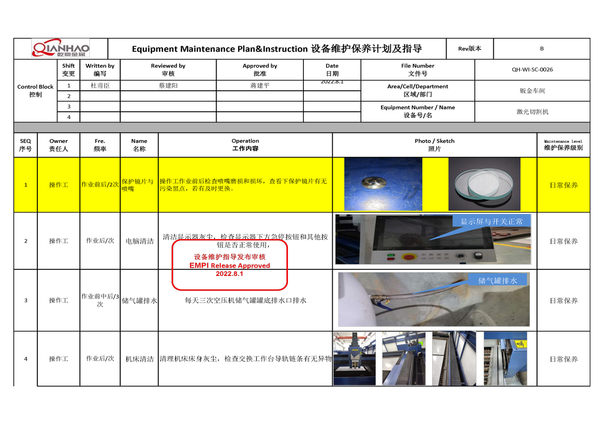 Equipment Maintenance Plan and Guidance(图1)